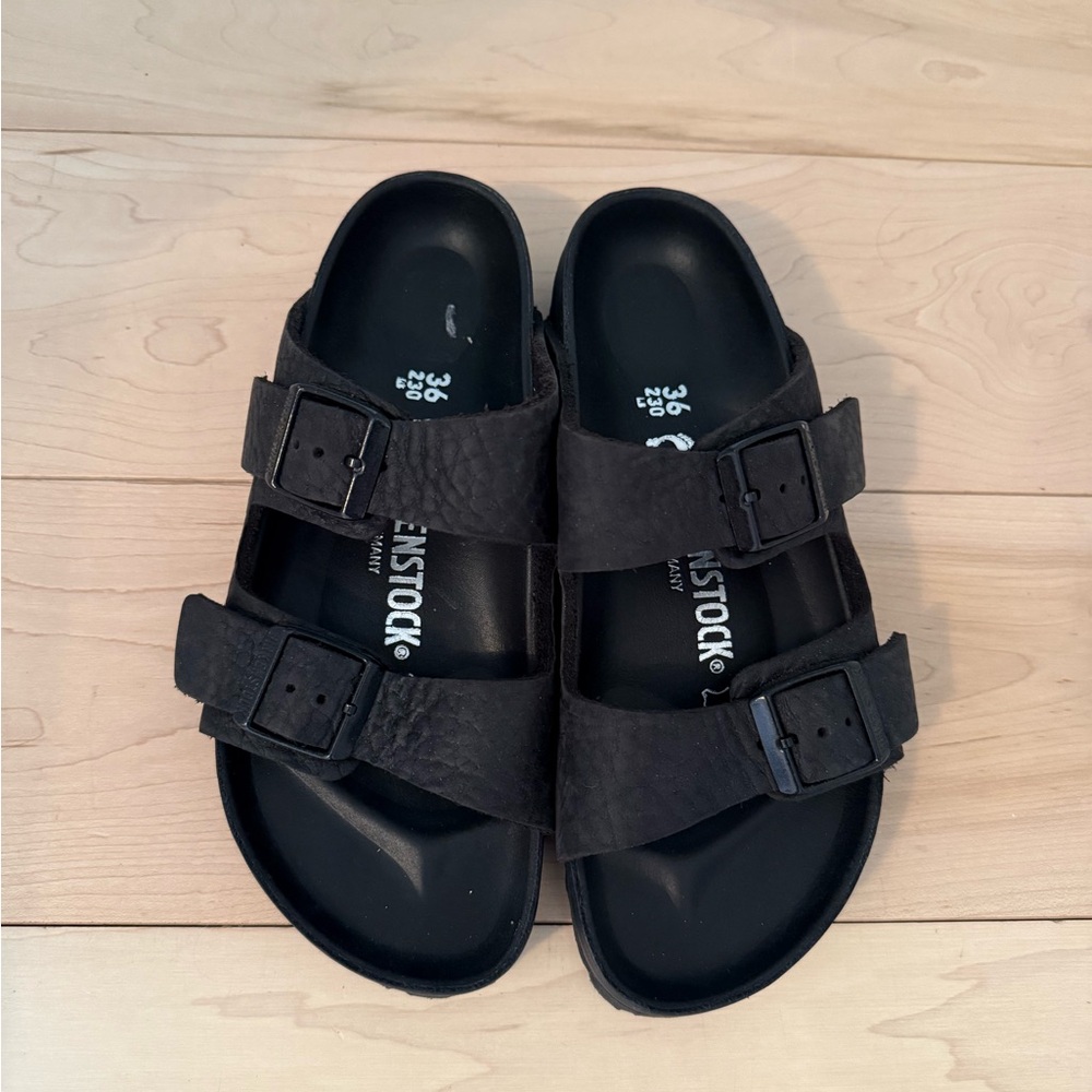 Birkenstock Classic Black Double-Strap Sandals - all leather including footbed